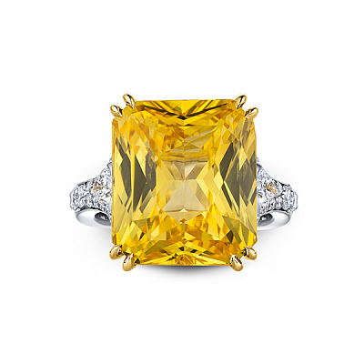 Кольцо с желтым сапфиром и бриллиантами