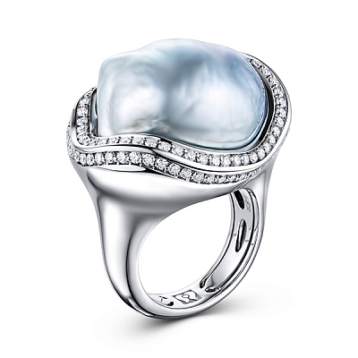Кольцо с жемчугом барокко Южных морей и бриллиантами