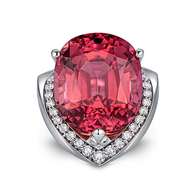 Кольцо с розовым турмалином и бриллиантами