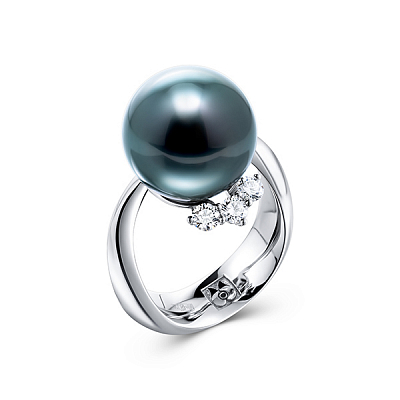 Кольцо с жемчугом Таити и бриллиантами