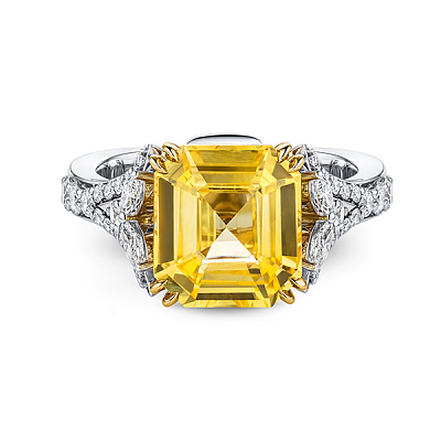 Кольцо с желтым сапфиром и бриллиантами