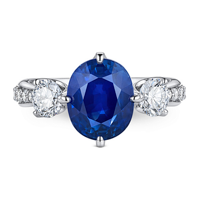 Кольцо с синим сапфиром Royal Blue и бриллиантами
